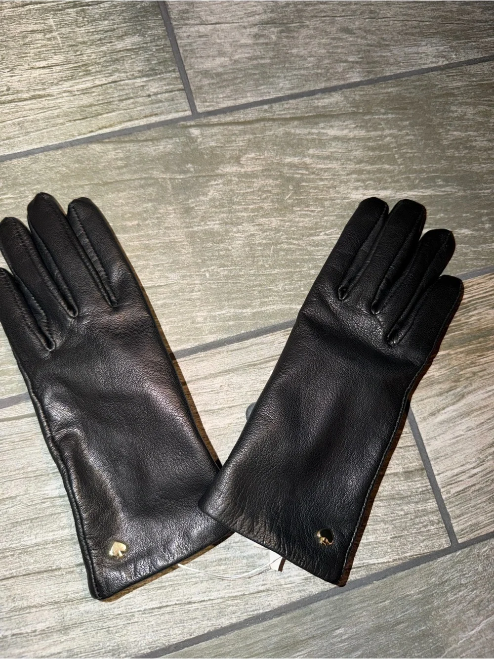 New Kate Spade Leather Gloves with Spade Logo